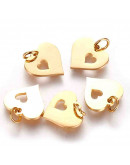 Corazón+corazón. Acero inoxidable. Color dorado. 12x12,5x1 mm. Con arandela 4 mm. 1 unidad Corazón+corazón. Acero inoxidable. Color dorado. 12x12,5x1 mm. Con arandela 4 mm. 1 unidad