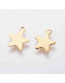 Estrella (solida). Acero inoxidable. Color dorado. 10x8x0,8 mm. 1 mm perforación. 4 unidades Estrella (solida). Acero inoxidable. Color dorado. 10x8x0,8 mm. 1 mm perforación. 4 unidades