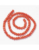 Rondelle faceteado. 4x3 milímetros. Naranja. 1 mm perforación. 130 uds hilo (aproximado).