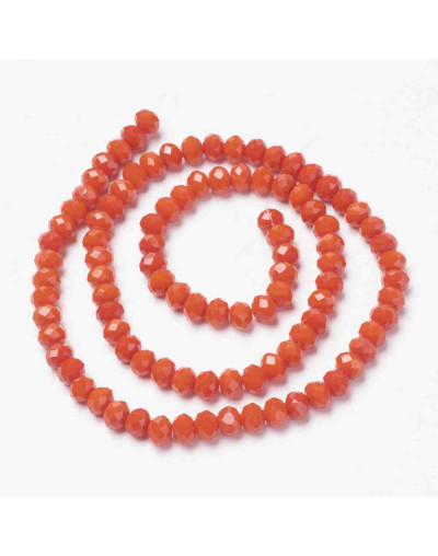Rondelle faceteado. 4x3 milímetros. Naranja. 1 mm perforación. 130 uds hilo (aproximado).