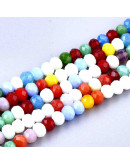 Rondelle faceteado. 4x3 milímetros. Varios colores. 1 mm perforación. 130 uds hilo (aproximado).