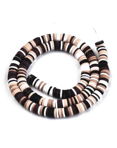 Discos. Color mixto. Café. 6 mm diámetro. 1 mm grosor. 1 mm perforación. 380~400 uds hilo.