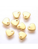 Corazón. Acero inoxidable. Color dorado. 5x6x1 mm. 1 mm perforación. 5 unidades Corazón. Acero inoxidable. Color dorado. 5x6x1 mm. 1 mm perforación. 5 unidades