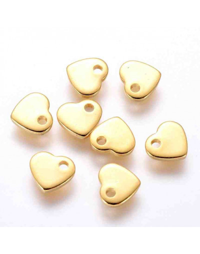 Corazón. Acero inoxidable. Color dorado. 5x6x1 mm. 1 mm perforación. 5 unidades