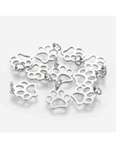 Huella de perro. Acero inoxidable. Color plateado. 13x12x1 mm. Con arandela 4 mm. 1 unidad