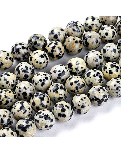 Jásper Dálmata. 08 mm diámetro. 1 mm perforación. 24 unidades hilo (aproximado)