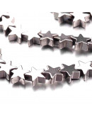 Hematite sintético. Estrella plateada. 6x6x2 milímetros. 1 mm perforación. 10 uds Hematite sintético. Estrella plateada. 6x6x2 milímetros. 1 mm perforación. 10 uds