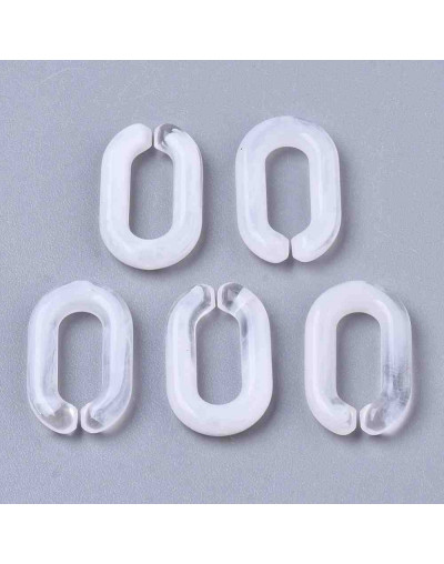 Eslabones de cadena. Ovalado (2). Color cuarzo blanco. 15x9x3 mm. 50 unidades (aprox.)