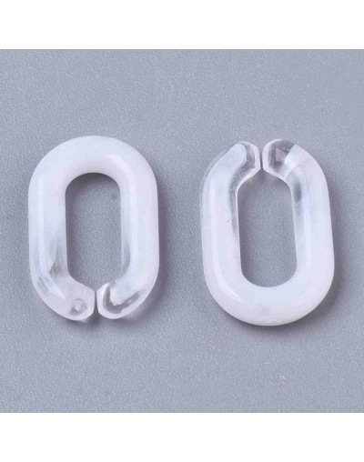 Eslabones de cadena. Ovalado (2). Color cuarzo blanco. 15x9x3 mm. 50 unidades (aprox.)