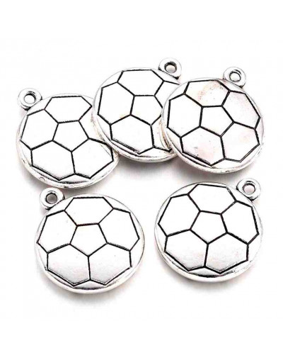 Deportes. Football.  Aleación de cobre. Color plateado. 22x18x3 mm. 2 mm perforación. 5 unidades