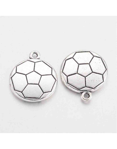 Deportes. Football.  Aleación de cobre. Color plateado. 22x18x3 mm. 2 mm perforación. 5 unidades