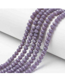 Rondelle faceteado. 4x3 milímetros. Púrpura suave. 1 mm perforación. 130 uds hilo (aproximado).