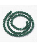 Rondelle faceteado. 4x3 milímetros. Verde oscuro. 1 mm perforación. 130 uds hilo (aproximado).