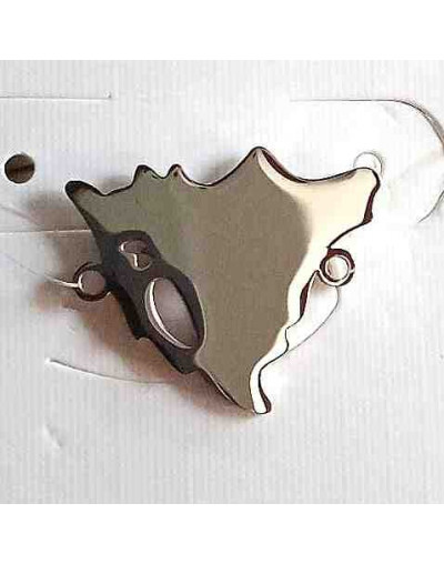 Mapa Nicaragua Lagos. Acero Inoxidable. Color plateado. 20x18x1,2 mm. 1 mm perforación