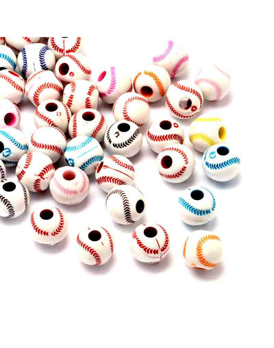 Deportes: Beisbol. Color blanco-mixto. 12 milímetros diámetro. 4 mm perforación. 20 unidades.