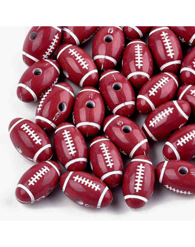 Deportes: Rugby. Color vino. 18x10 milímetros. 3 milímetros perforación. 15 unidades.