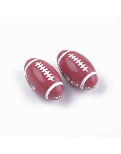 Deportes: Rugby. Color vino. 18x10 milímetros. 3 milímetros perforación. 15 unidades.