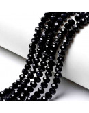 Rondelle faceteado. 4x3 milímetros. Negro. 1 mm perforación. 130 uds hilo (aproximado).