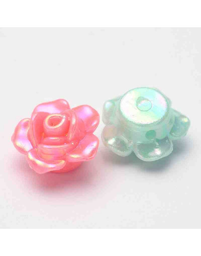 Flor (2). Varios colores. 13x8 milímetros. 2 milímetros perforación. 50 unidades (aproximado).