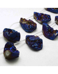 Agata. Electroplateada Druzy. Gota. De 36 a 42 mm. 1,5 mm perforación. 1 unidad