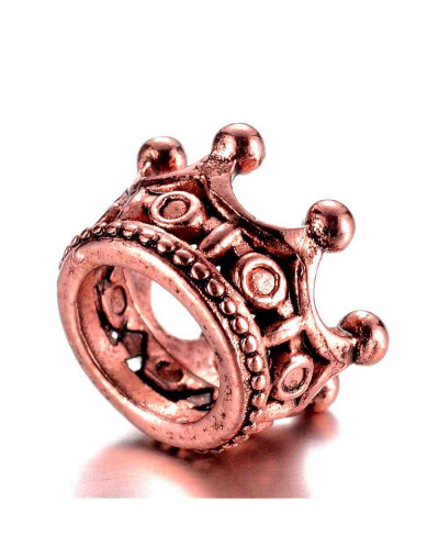 Corona (2). European beads. Aleación cobre. Color cobre antiguo. 10,5x7 mm. 6 mm perforación. 2 uds.