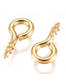 Armellas. Acero inoxidable. Color dorado. 8x4 milímetros. 2 mm agujero. 10 unidades Armellas. Acero inoxidable. Color dorado. 8x4 milímetros. 2 mm agujero. 10 unidades