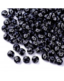 Religión: Cruz blanca. Esfera negra. 8 milímetros diámetro. 2 mm perforación. 50 uds aproximado.