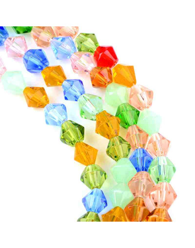 Bi-Cono. Multicolor. 4x4 milímetros. 1 mm perforación. 80 unidades hilo (aproximado).