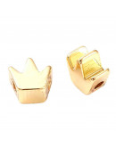 Corona. Aleación de Cobre. Baño 18K Gold. 5,5x5,5x3 mm. 1,2 mm perforacion. 4 unidades Corona. Aleación de Cobre. Baño 18K Gold. 5,5x5,5x3 mm. 1,2 mm perforacion. 4 unidades