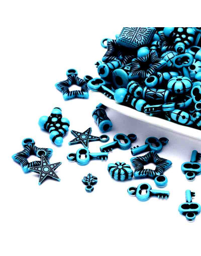 Estilo Antiguo (4). Varios diseños. Tonos azules. De 8 a 25 mm. 20 uds. aproximadamente. 15 gramos.