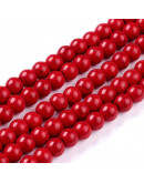 Turquesa sintética. Rojo. 08 mm diámetro. 1 mm perforación. 50 unidades hilo (aproximado)