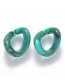 Eslabones de cadena. Twist. Color turquesa. 15,5x13,5x6 mm. 50 unidades (aprox.)