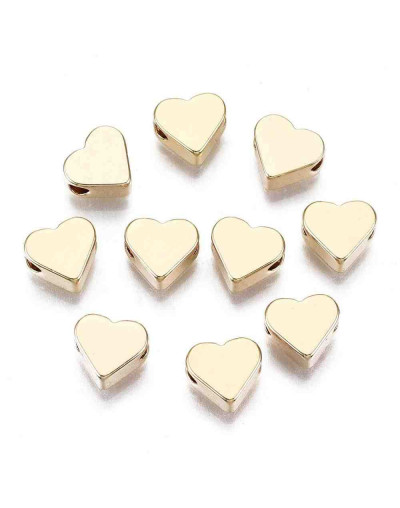 Corazón. Aleación de Cobre. Baño 18K Gold. 6x7x3 mm. 1,2 mm perforacion. 2 unidades Corazón. Aleación de Cobre. Baño 18K Gold. 6x7x3 mm. 1,2 mm perforacion. 2 unidades