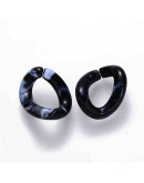 Eslabones de cadena. Twist. Color agata negra. 15,5x13,5x6 mm. 50 unidades (aprox.)