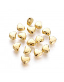 Corazón (2). Aleación de cobre. Color dorado antiguo. 6x5x5 mm. 1 mm perforación. 20 unidades.