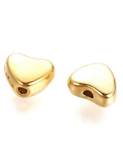 Corazón (2). Aleación de cobre. Color dorado antiguo. 6x5x5 mm. 1 mm perforación. 20 unidades.