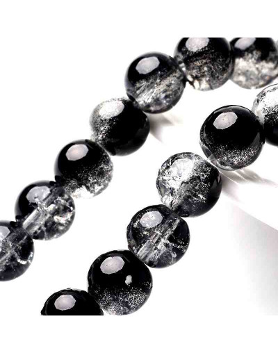 Esfera. Crackle Glass. Negro. 06 milímetros. 1,2 mm perforación. 133 unidades hilo (aproximado).
