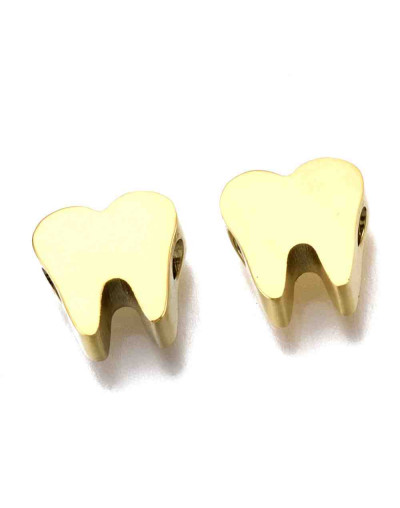 Muela. Acero inoxidable. Color dorado. 8x8x3 milímetros. 1,8 mm perforacion. 1 unidad. Muela. Acero inoxidable. Color dorado. 8x8x3 milímetros. 1,8 mm perforacion. 1 unidad.