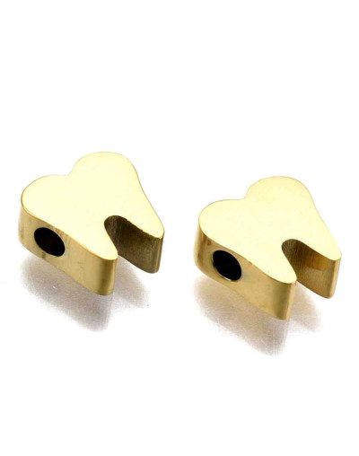 Muela. Acero inoxidable. Color dorado. 8x8x3 milímetros. 1,8 mm perforacion. 1 unidad. Muela. Acero inoxidable. Color dorado. 8x8x3 milímetros. 1,8 mm perforacion. 1 unidad.