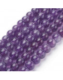 Amatista. 08 mm diámetro. 1 mm perforación. 45 unidades hilo (aproximado).