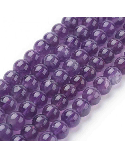 Amatista. 08 mm diámetro. 1 mm perforación. 45 unidades hilo (aproximado).