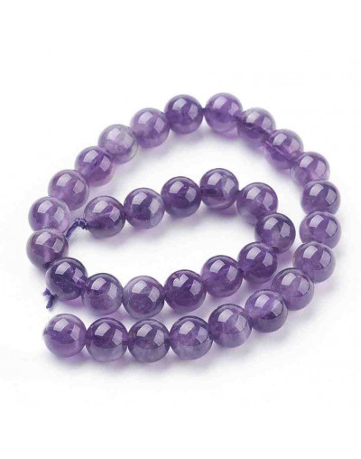 Amatista. 08 mm diámetro. 1 mm perforación. 45 unidades hilo (aproximado).