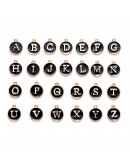 Set abecedario. Aleación de cobre y esmalte. Color Negro. 14x12x2 mm. 1.5 mm perforación Set abecedario. Aleación de cobre y esmalte. Color Negro. 14x12x2 mm. 1.5 mm perforación