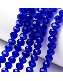 Rondelle faceteado. 6x4 milímetros. Azul. 1 mm perforación. 90 uds hilo (aproximado).