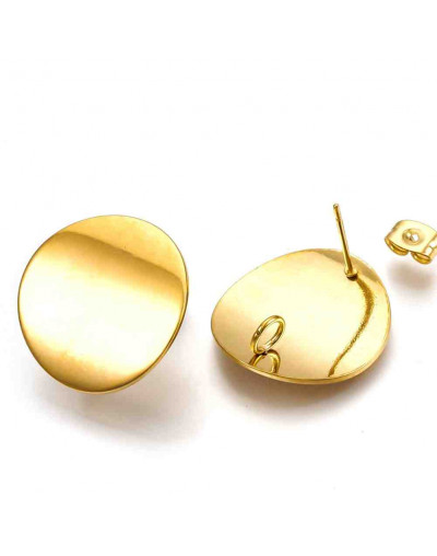 Pin para aretes con cierre Acero inoxidable Color dorado 20 mm 3 mm perforación 2 unidades