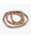 Rondelle faceteado. 6x4 milímetros. Gold Rose. 1 mm perforación. 90 uds hilo (aproximado).