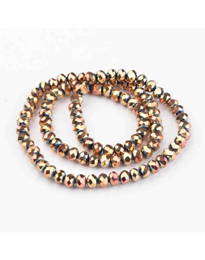 Rondelle faceteado. 6x4 milímetros. Gold Rose. 1 mm perforación. 90 uds hilo (aproximado).