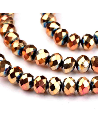 Rondelle faceteado. 4x3 milímetros. Gold rose. 1 mm perforación. 140 uds hilo (aproximado).