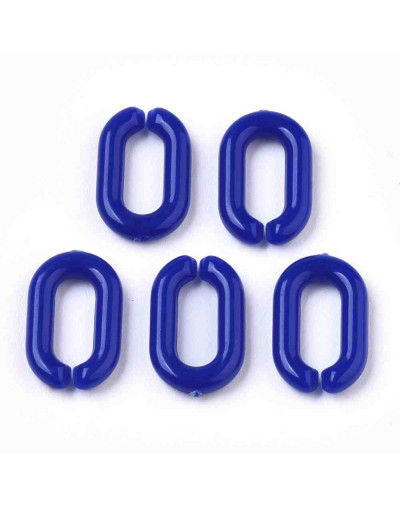 Eslabones de cadena. Ovalado (2). Color azul medio. 15x9x3 mm. 50 unidades (aprox.)