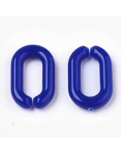 Eslabones de cadena. Ovalado (2). Color azul medio. 15x9x3 mm. 50 unidades (aprox.)